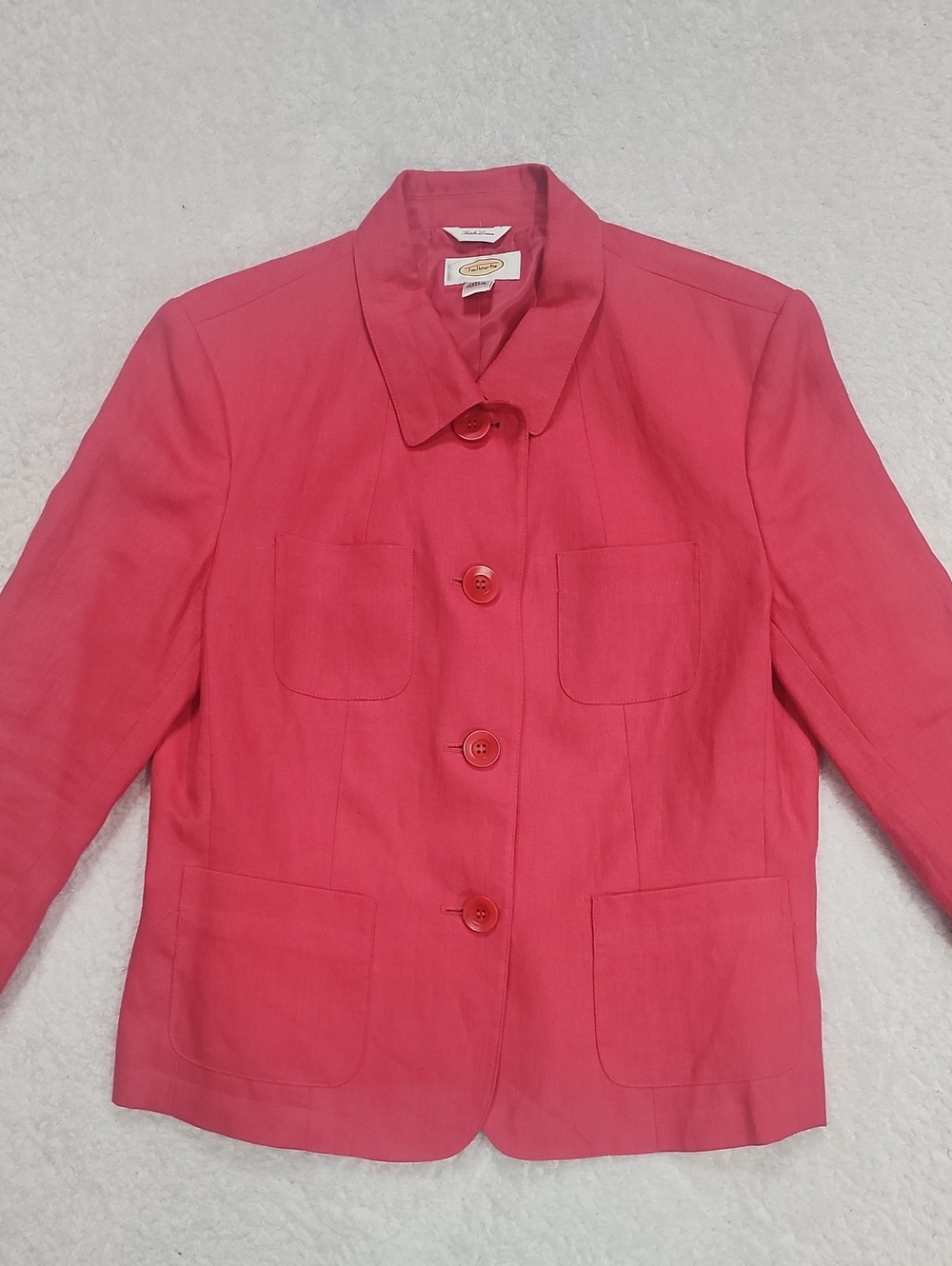 Vintage Talbots Pink Irish Linen Button Down Blazer Jacket